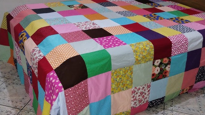 Cobertor patchwork colorido pronto